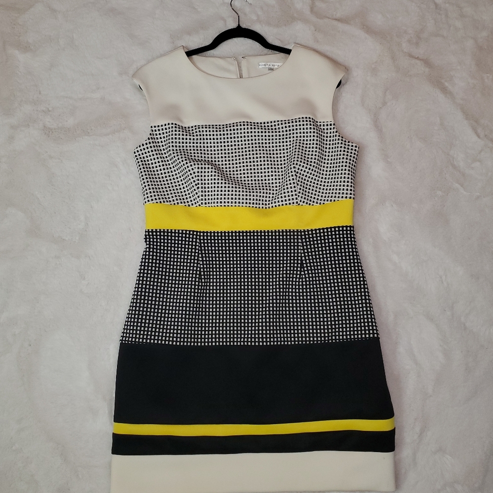 Sandra Darren Dress Blk/White Yellow Size 14